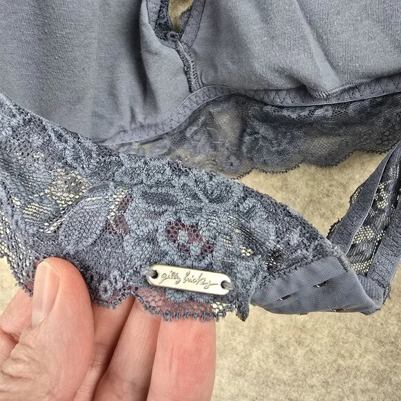 Gilly Hicks Lace Halter Bralette Gray Floral Lined Stretch - Picture 3 of 4